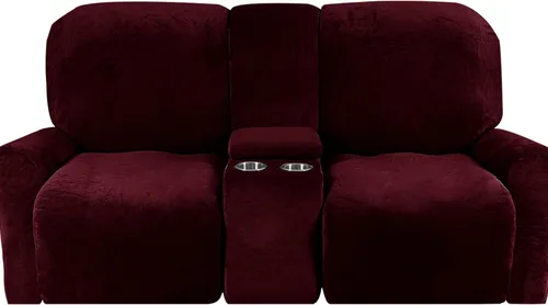 Vista 14 de Funda reclinable de terciopelo para sofá biplaza con consola central, fundas elásticas para sillas reclinables, funda suave para consola central