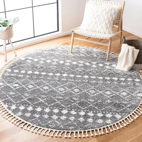 Vista 27 de SAFAVIEH Berber Fringe Shag Collection - Alfombra decorativa de 2 pies 2 pulgadas x 4 pies, color crema y gris oscuro, diseño que no desprende