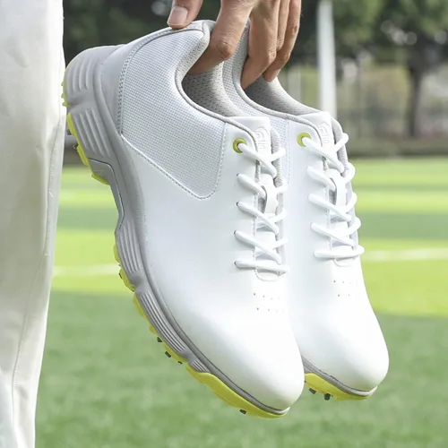 Vista 4 de THESTRON Zapatos de golf para hombre, de malla, transpirables, transpirables, para caminar, jugar golf, 7 picos, tenis de golf