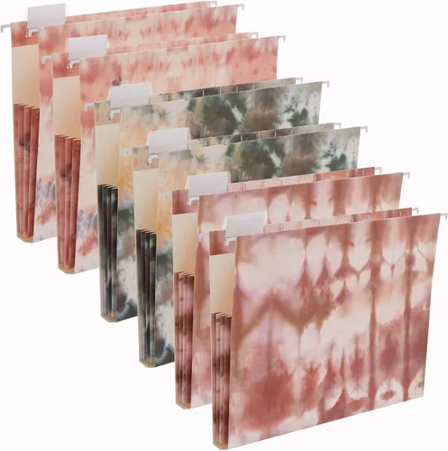 Vista 19 de Y YOMA Tamaño carta, paquete de 6 carpetas colgantes de acordeón con capacidad adicional, carpeta decorativa reforzada, carpeta expandible