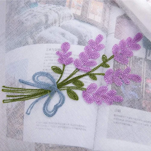 Vista 3 de Molaxhome Cenefa de cortina con bolsillo de barra de encaje de flores moradas para dormitorio, baño, sala de estar