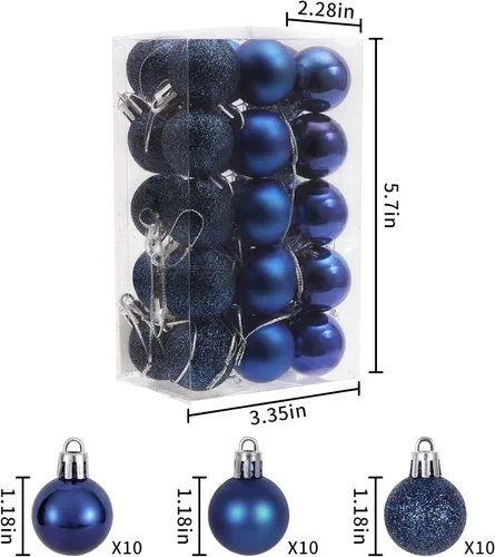 Vista 2 de GOODLYGHTS 30 Adornos de Bola de Navidad, 1.18" Decoraciones de Árbol de Navidad Irrompibles, Bola Colgante Perfecta para Decoración de Fiestas
