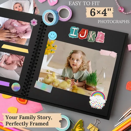 Vista 5 de Álbum de recortes de 7 x 7 pulgadas, álbum de recortes DIY de tapa dura de papel kraft, álbumes de fotos, 40 páginas, perfecto para fotos de 4 x 6