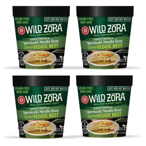 Vista 7 de Taza de Sopa de Fideos Wild Zora, Paquete de 4, Paleo, Apto para AIP, Sin Gluten, Sin Granos, Fideos de Vermicelli de Cristal, Estilo Ramen