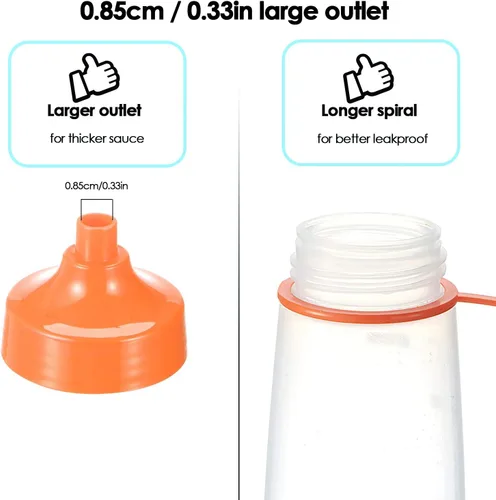 Vista 2 de Botellas de plástico para condimentos para salsas de boca ancha, dispensador de botellas para aderezo de ensalada, aceite de cocina, salsa