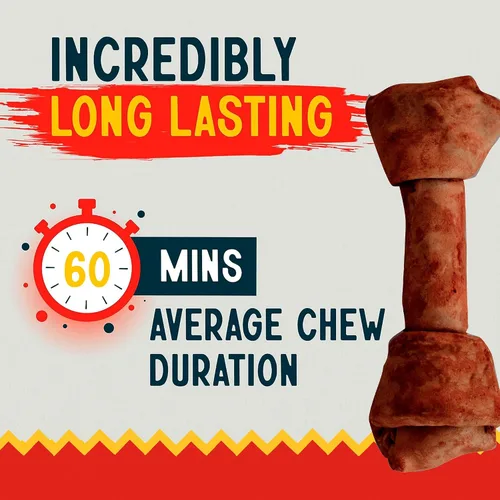 Vista 2 de Canine Chews Huesos de cuero crudo anudados de carne de res de 8 a 9 pulgadas para perros grandes, huesos de cuero crudo duraderos para perros