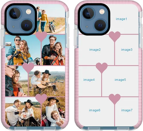 Vista 19 de Funda de teléfono personalizada para iPhone 13 Mini, funda personalizada de fotos de collage de múltiples imágenes, resistente a los arañazos, a