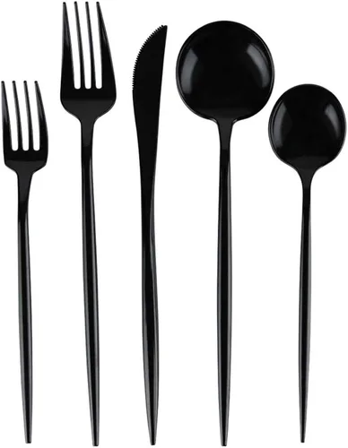 Vista 4 de Novelty Flatware - Tenedores de ensalada plateados, 32 piezas, cubiertos de plástico modernos y elegantes para mesas elegantes, perfectos