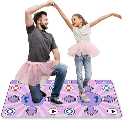Vista 5 de Fabater Tapete electrónico inalámbrico para juegos de televisión, antideslizante de doble usuario con música y juegos de fitness, tapete interactivo