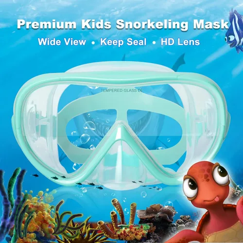Vista 9 de Juego de esnórquel para niños, máscara de buceo para niños, gafas de natación antivaho y equipo de esnórquel seco para niños y niñas de 4 a 14 años
