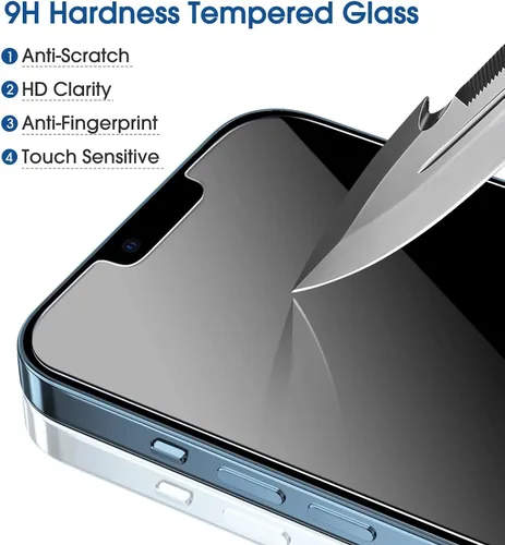 Vista 2 de amFilm Protector de pantalla de vidrio compatible con iPhone 13 Pro de 6.1 pulgadas, iPhone 13 de 6.1 pulgadas, iPhone 14 de 6.1 pulgadas