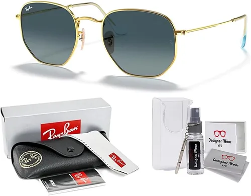 Vista 2 de Ray-Ban RB3548N - Gafas de sol hexagonales 001 de 54 M para hombres y mujeres (grande), paquete con kit de diseñador iWear