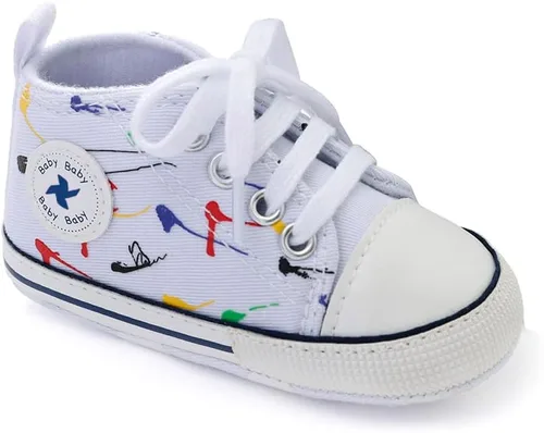 Vista 5 de Zapatos unisex para bebés, niñas y niños, suela suave, lona para recién nacidos, primeros pasos, zapatillas altas antideslizantes