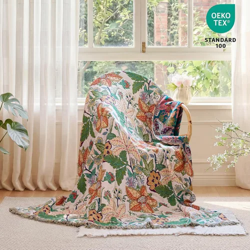 Vista 218 de MSGKV - Manta bohemia/primaveral de algodón para sofá y sala de estar, de gasa acogedora, de 50 x 60 pulgadas 50"x60" Cotton Throw, Woven Bird