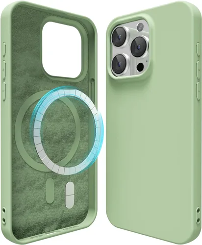 Vista 141 de oakxco Funda de silicona para iPhone 12 Pro Max, magnética, compatible con carga inalámbrica Magsafe, cubierta protectora de goma suave y delgada