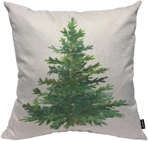 Vista 27 de HOSNYE Funda de almohada decorativa de árboles de abeto y pino 16x16, árboles verdes saludables en un cojín de almohada de abeto antiguo, funda