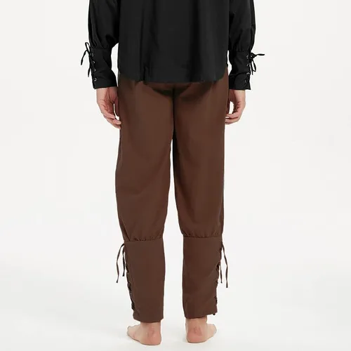 Vista 6 de Pantalones medievales de tobillo con banda cónica para hombre, disfraz de pirata, renacentista, gótico, casual, para hombre