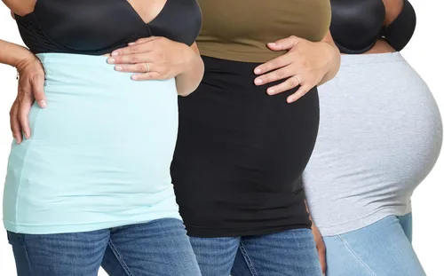 Vista 15 de Bandas para el vientre: disponibles en 8 tamaños y 7 colores. Extensor de camisa de maternidad y posparto, 3 paquetes para todas las etapas