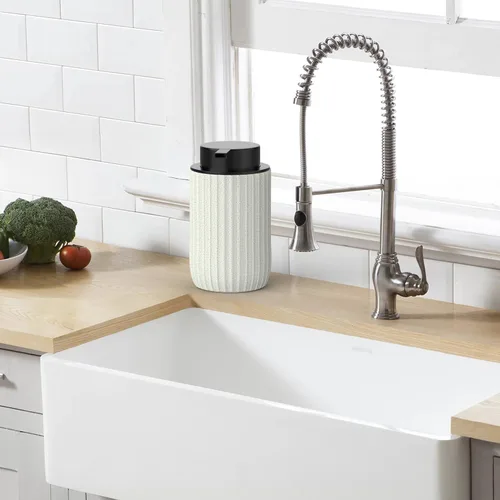 Vista 7 de Dispensador de jabón de manos de espuma de cerámica, dispensadores de jabón de baño de 12 onzas, dispensador de loción para cocina, dispensador
