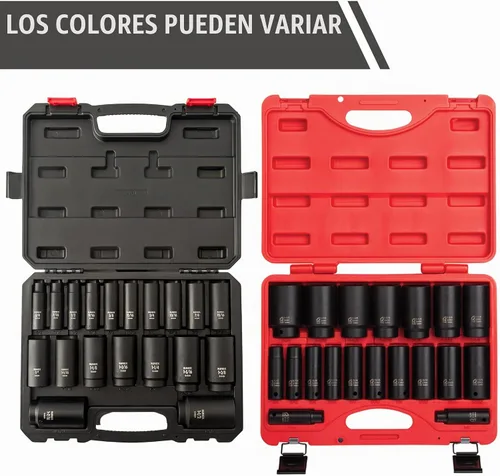 Vista 6 de SUNEX TOOLS 2641, Juego de llaves de vaso de impacto profundo de 1/2 pulgada, 19 piezas, SAE, 3/8" - 1-1/2", acero de aleación Cr-Mo, diseño