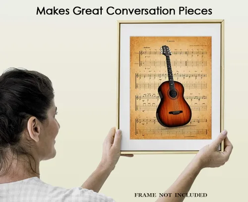 Vista 4 de Póster de guitarra vintage Canon: impresiones artísticas estéticas de pared para baño, hogar, cueva de hombre, dormitorio, oficina y bar, idea