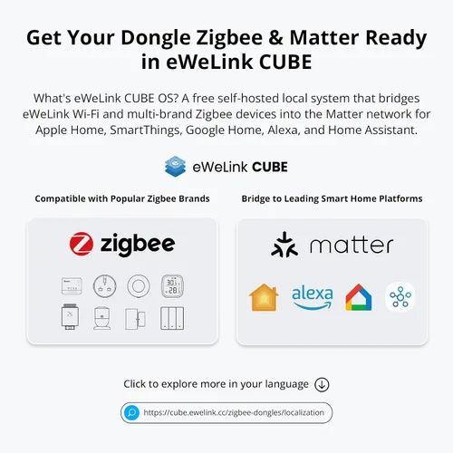 Vista 2 de SONOFF Zigbee 3.0 & Thread Dongle Lite (EFR32MG21) Coordinador de USB Stick para Home Assistant & Zigbee2MQTT Puerta de enlace compacta