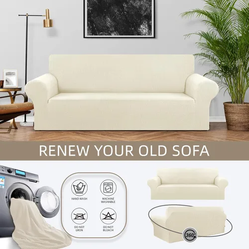 Vista 3 de KEKUOU Funda elástica para sofá biplaza, funda de sofá para sofá de 2 cojines (55-78 pulgadas), protector de muebles con parte inferior elástica