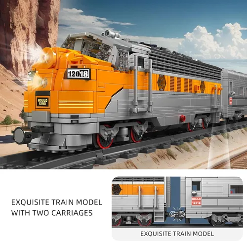 Vista 3 de Mould King 12018 Technology Control remoto USA EMD F7 WP Diesel Locomotora ferrocarriles tren iluminación de bloques de construcción Kit