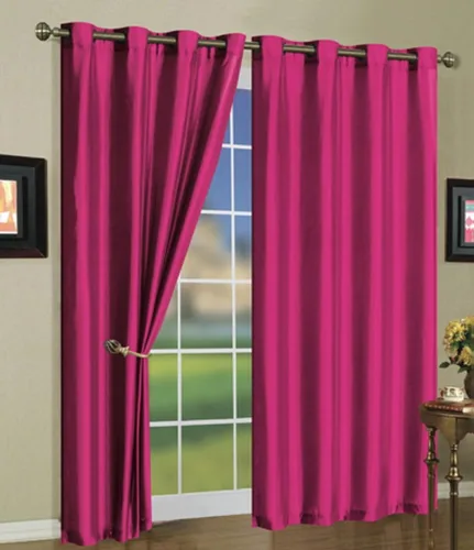 Vista 6 de J&V TEXTILES 2 paneles de cortinas de seda sintética con ojales sólidos para ventana, tratamiento en longitud de 84" (Beige)*