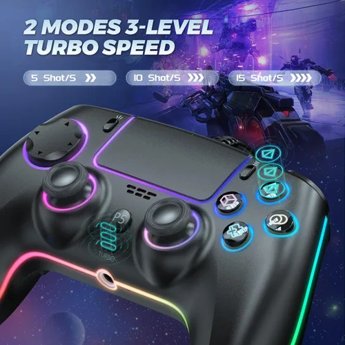 Vista 7 de GUOC Wired Controller Compatible for PS-5/Pro/Slim/PC, Hall Effect Sticks & 7 RGB LED Mode & haptic Feedback & Motion Sensing, 3.5mm Audio Jack