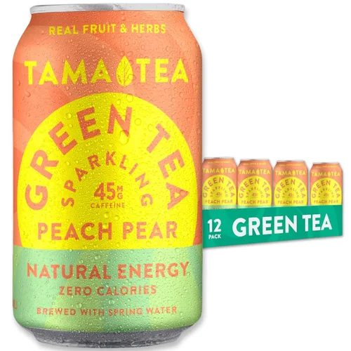 Vista 12 de Tama Tea - Té verde espumoso sin azúcar - Té verde helado orgánico Go Go Mango, cero calorías y cero carbohidratos, 45 mg de cafeína, sin