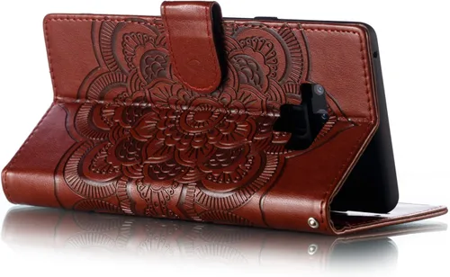 Vista 4 de LEECOCO - Funda para Galaxy Note 9 con diseño de mandala en relieve de piel sintética con tapa para cuaderno, estilo libro, soporte magnético, LD