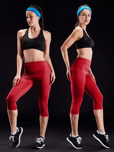 Vista 5 de NELEUS Leggings capri de cintura alta con control de abdomen para mujer, pantalones de yoga con bolsillo
