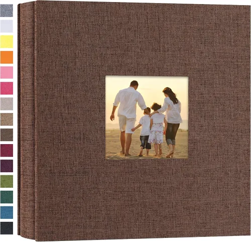 Vista 51 de potricher - Álbum de fotos pequeño para 100 fotos de 4 x 6 pulgadas, con portada de lino con foto, familiar, para bodas, aniversarios, bebés o Beige