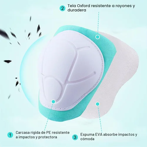 Vista 4 de FIODAY Rodilleras para niños, rodilleras y coderas, protectores de muñeca, juego de equipo de protección ajustable para niñas y niños, patinaje