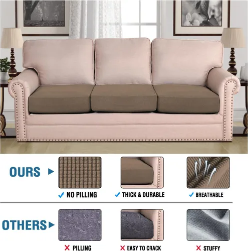 Vista 371 de H.VERSAILTEX Fundas de Cojín de Asiento Individuales Super Elásticas Fundas de Sofá Fundas de Cojín de Sofá Fundas Deslizables Juegos Tela de Sarga