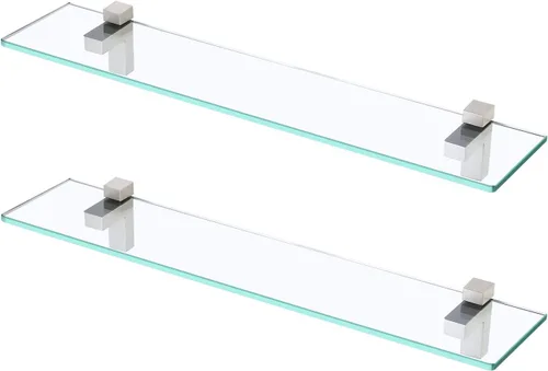 Vista 17 de KES BGS3201S40-2 - Estante de cristal de pared para baño, estante de 16 pulgadas montado en la pared, acabado de níquel cepillado, BGS3201S40-2