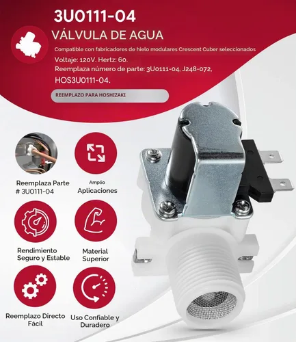Vista 2 de Repuesto para válvula de agua Hoshizaki 3U0111-04, 120V, 60HZ, J248-072, HOS3U0111-04