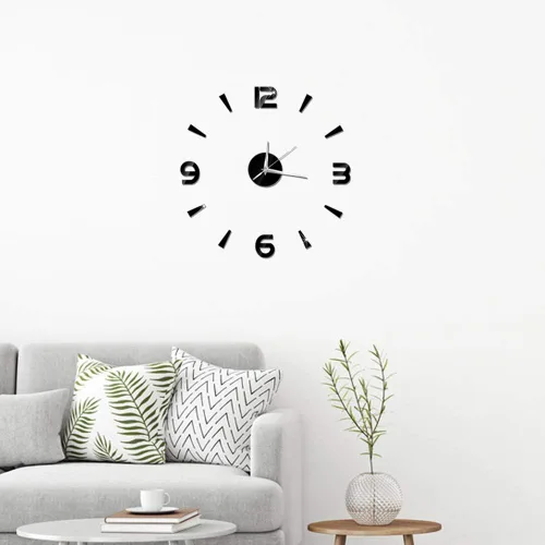 Vista 5 de Reloj de pared DIY sin marco, efectos 3D, elegante reloj de pared decorativo, reloj de pared moderno, calcomanía de pared, decoración de oficina