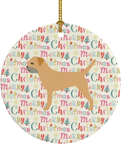 Vista 77 de Caroline's Treasures Affenpinscher - Adorno de cerámica con texto en inglés "Merry Christmas", multicolor para colgar en el árbol de Navidad