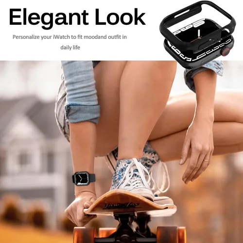 Vista 6 de Miimall Funda compatible con Apple Watch de 1.614 pulgadas para mujeres y hombres, de PC, ligera, a prueba de golpes, para Apple Watch de 1.614 Negro