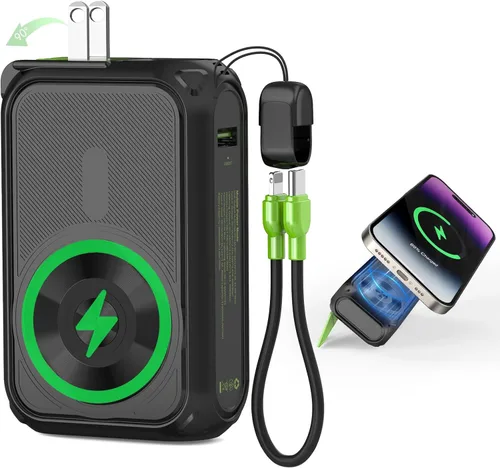 Vista 8 de SEANCHEER Cargador portátil P05, banco de energía magnético, pequeño banco de energía inalámbrico, paquete de batería de 10000 mAh esenciales