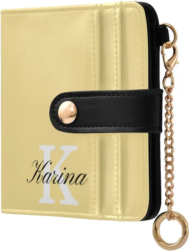 Vista 18 de Sinestour Custom Beige pattern Small Wallet for Women RFID Blocking Leather Bifold Small Purse with Card Holder Zipper Coin Pocket ID Window