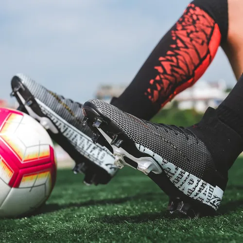 Vista 9 de HHY Tacos de fútbol para hombre, zapatos de fútbol con cordones antideslizantes