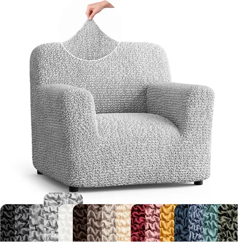 Vista 69 de PAULATO BY GA.I.CO. Funda para Silla - Funda para Sillón - Funda para Sillón - Funda de Tela Suave - Protector de Muebles Elegante de Ajuste Ceniza