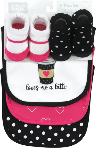 Vista 163 de Hudson Baby Conjunto de babero y calcetines unisex de algodón para bebé
