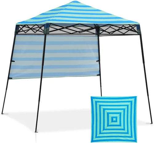 Vista 18 de EAGLE PEAK Toldo Emergente de 8x8 pies con Pared Lateral, Compacto, Portátil con Patas Inclinadas, Refugio Solar Instantáneo para Playa, Deportes