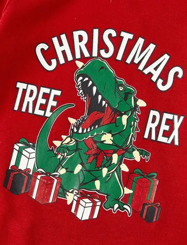 Vista 4 de PATPAT Pijamas de Navidad a juego para la familia, camiseta de alce de dibujos animados y parte inferior a rayas, pijamas de Navidad para dormir