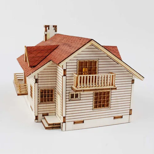 Vista 9 de Kit de Modelo de Madera de Escritorio Casa de Jardín A con una Gran Terraza de YOUNGMODELER por Young Modeler
