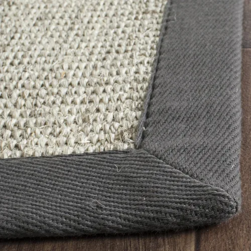 Vista 28 de Alfombra de sisal Safavieh, de color maíz y negro, tejida a mano, de la colección de fibras naturales; 5 x 8 pulgadas, NF441A, Tela, Gris / Gris